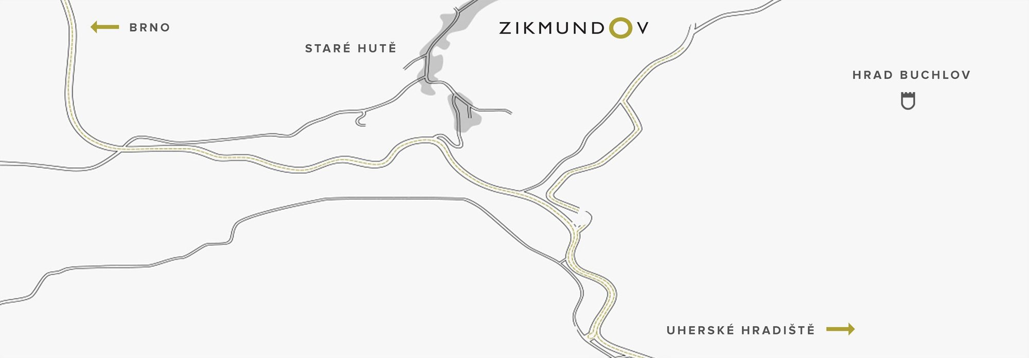 Mapa okolí — Zikmundov ve Starých Hutích u hradu Buchlov