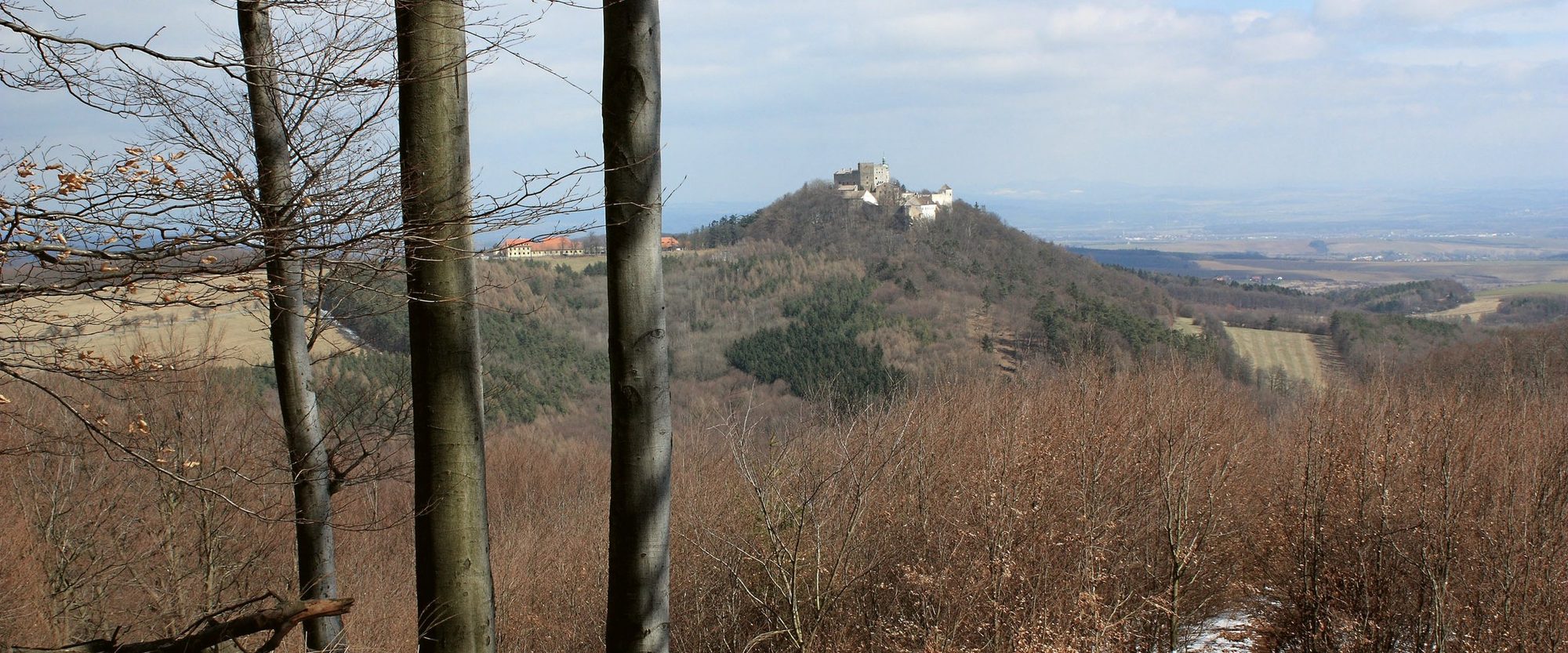 Pohled z Holého kopce k hradu Buchlov